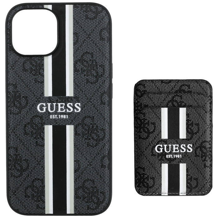 Guess 4G Stripes MagSafe Wallet Apple iPhone 15 black
