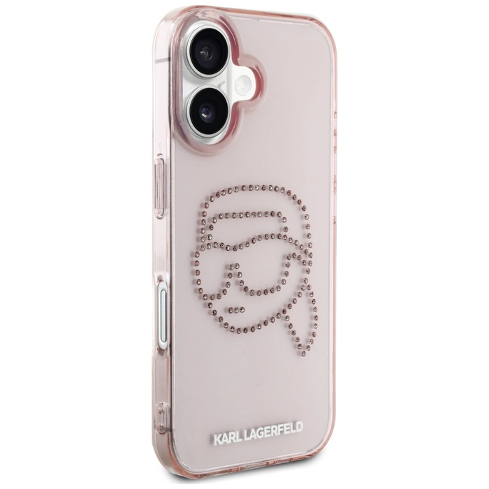 Karl Lagerfeld IML Rhinestones Karl Head Apple iPhone 16 pink