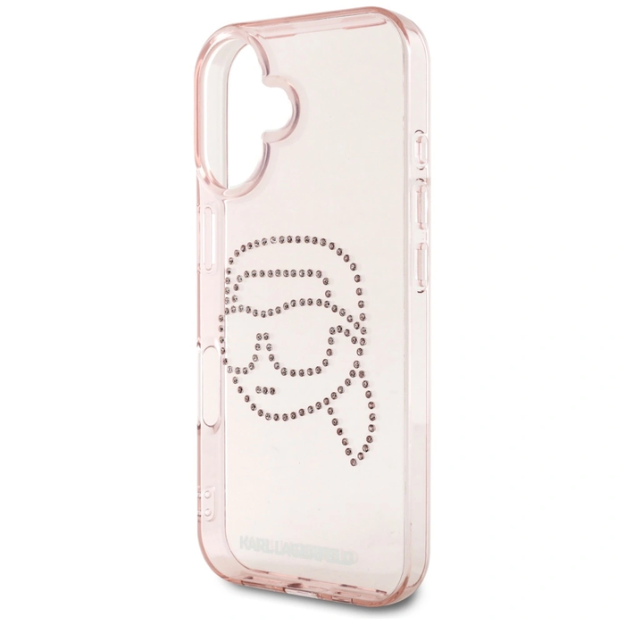 Karl Lagerfeld IML Rhinestones Karl Head Apple iPhone 16 pink