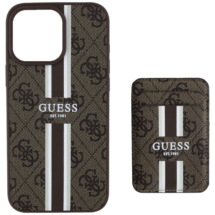 Guess 4G Stripes MagSafe Wallet Apple iPhone 16 Pro Max brown