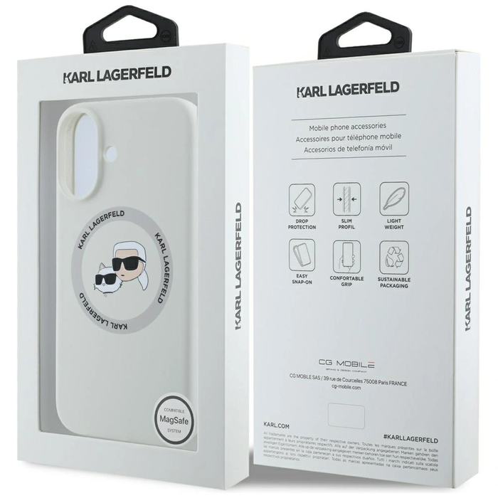 Karl Lagerfeld Silicone Double Heads And Circle MagSafe Apple iPhone 16 beige