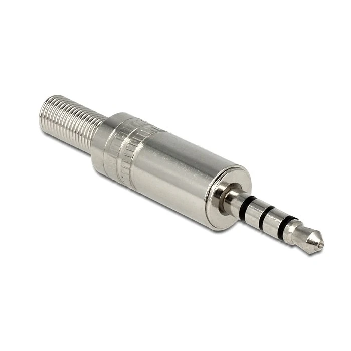 Βύσμα Ήχου Delock 3.5mm Stereo, 4 pin, Bend Protection, metal, ασημί