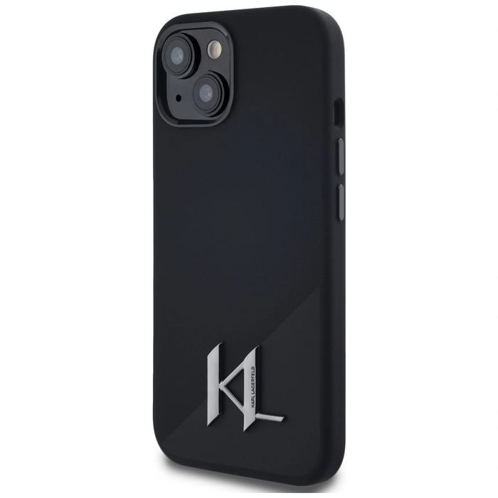 Karl Lagerfeld Silicone Shadow Metal Initial MagSafe Apple iPhone 15 black