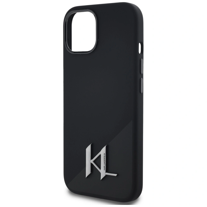 Karl Lagerfeld Silicone Shadow Metal Initial MagSafe Apple iPhone 15 black