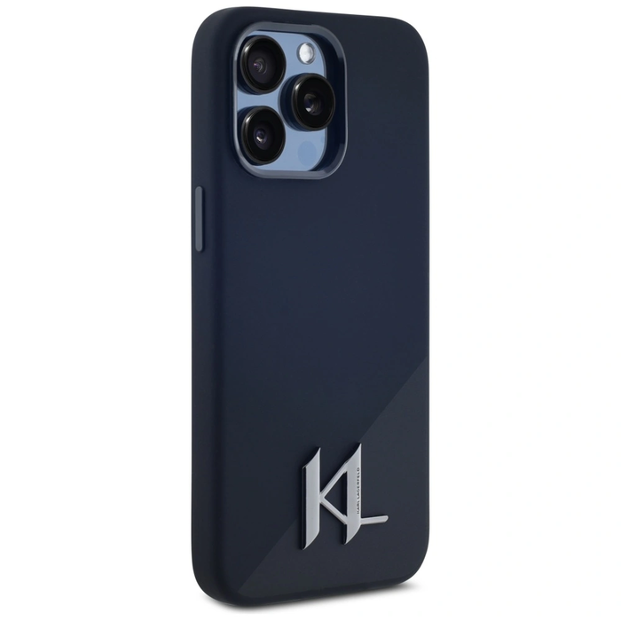 Karl Lagerfeld Silicone Shadow Metal Initial MagSafe Apple iPhone 15 Pro black