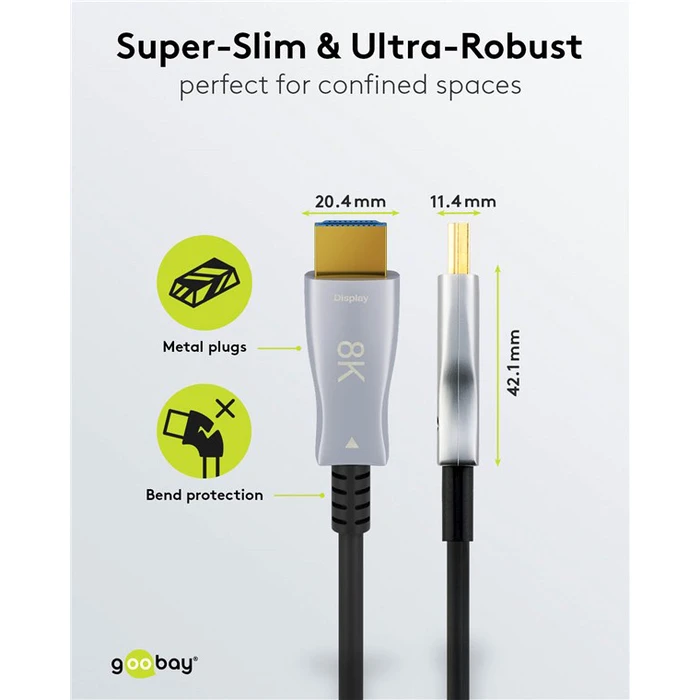 Καλώδιο HDMI Goobay 2.1 65561 με Ethernet, 8K/60Hz, 48 Gbps, 40m, Μαύρο