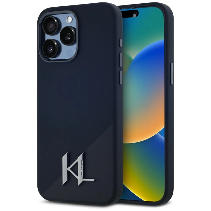 Karl Lagerfeld Silicone Shadow Metal Initial MagSafe Apple iPhone 15 Pro Max black