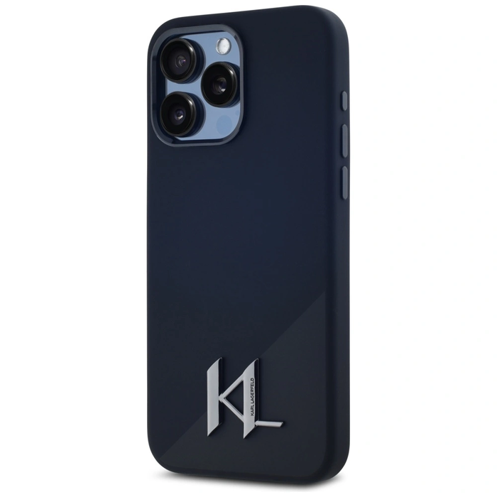 Karl Lagerfeld Silicone Shadow Metal Initial MagSafe Apple iPhone 15 Pro Max black