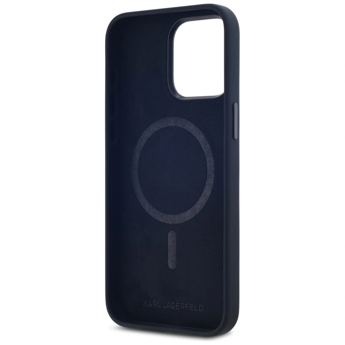 Karl Lagerfeld Silicone Shadow Metal Initial MagSafe Apple iPhone 15 Pro Max black