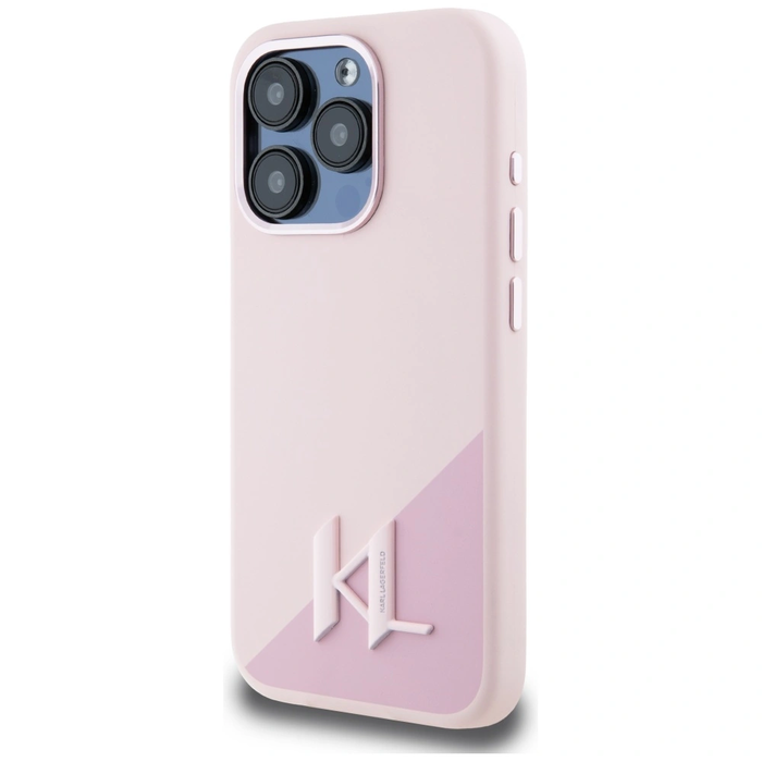 Karl Lagerfeld Silicone Shadow Metal Initial MagSafe Apple iPhone 15 Pro Max pink