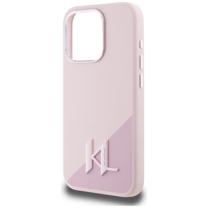 Karl Lagerfeld Silicone Shadow Metal Initial MagSafe Apple iPhone 15 Pro Max pink