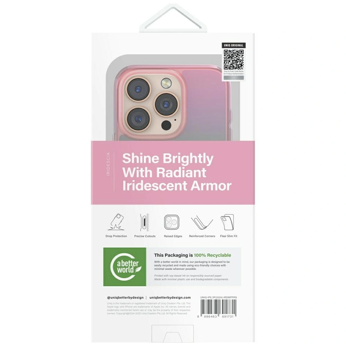 UNIQ Iridescia Apple iPhone 16 Pro Magclick Charging pink prism