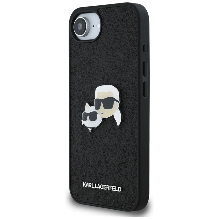 Karl Lagerfeld Fixed Glitter Karl&Choupette Heads Metal Pin Apple iPhone 17e / 16e black