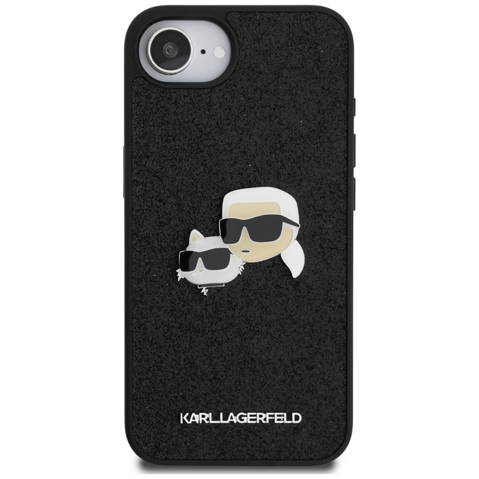 Karl Lagerfeld Fixed Glitter Karl&Choupette Heads Metal Pin Apple iPhone 17e / 16e black
