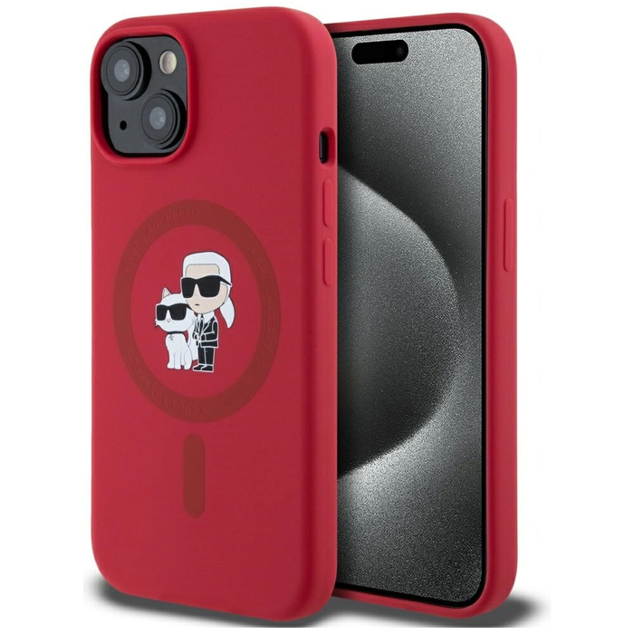 Karl Lagerfeld Silicone Karl&Choupette Heads Ring MagSafe Apple iPhone 15 red