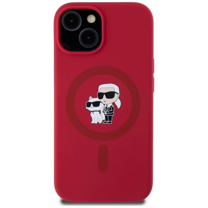 Karl Lagerfeld Silicone Karl&Choupette Heads Ring MagSafe Apple iPhone 15 red