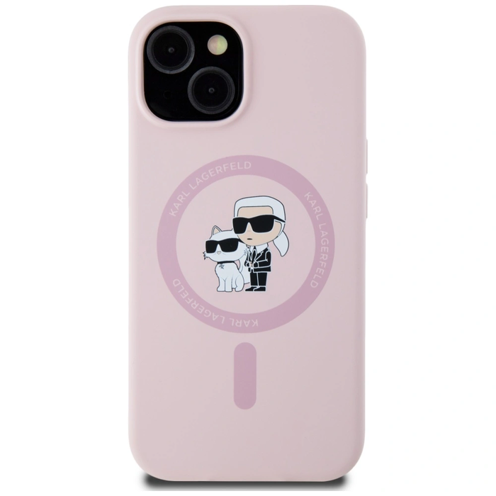 Karl Lagerfeld Silicone Karl&Choupette MagSafe Apple iPhone 15 pink