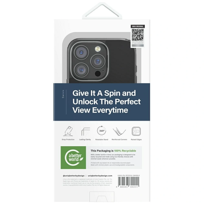UNIQ Swivix Apple iPhone 16 Pro 360 Rotating Kickstand black