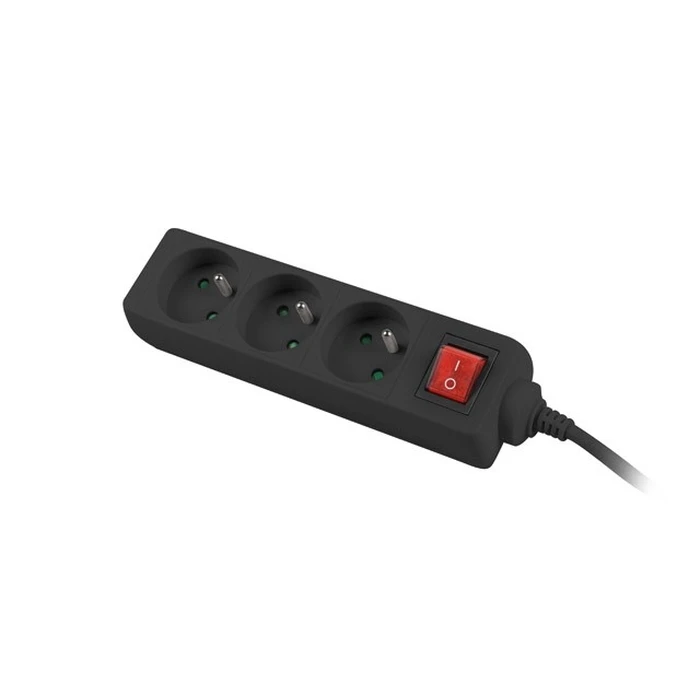 Πολύπριζο Lanberg 3m, Black, 3 sockets, with switch, cable made of solid copper