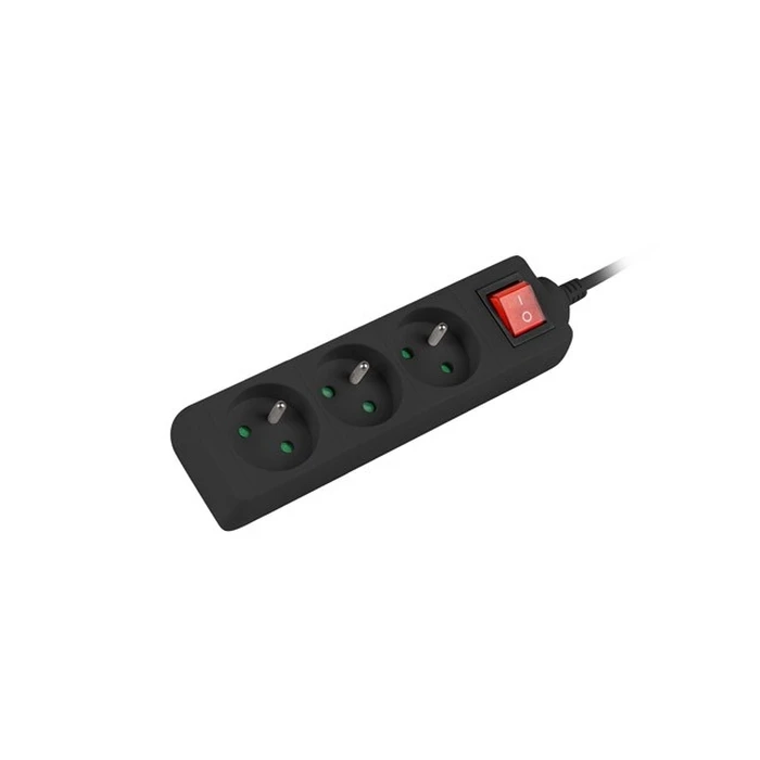 Πολύπριζο Lanberg 3m, Black, 3 sockets, with switch, cable made of solid copper