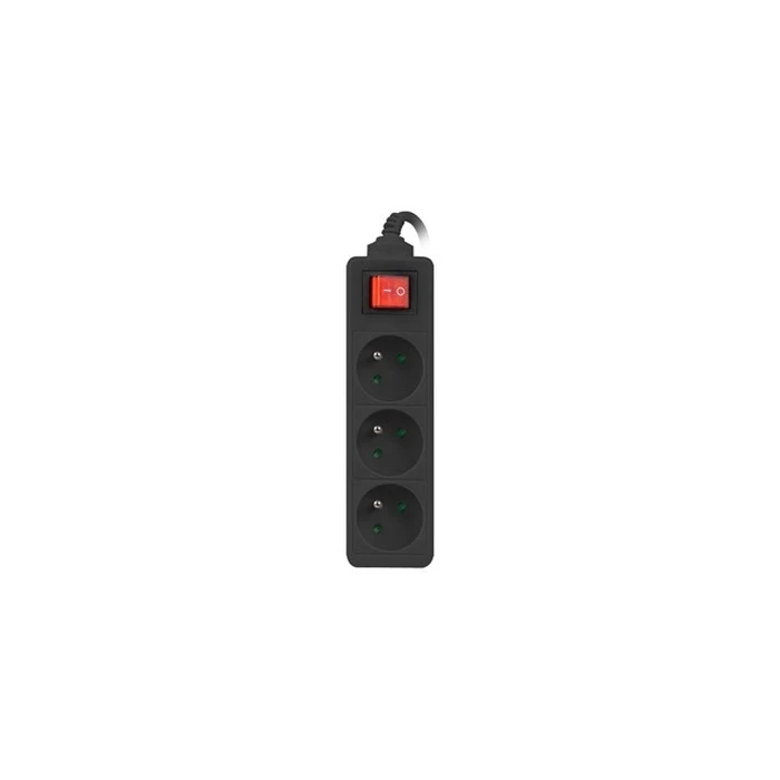 Πολύπριζο Lanberg 3m, Black, 3 sockets, with switch, cable made of solid copper