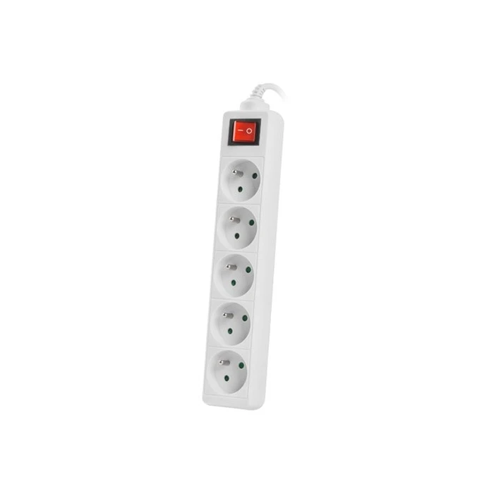 Πολύπριζο Lanberg 3m, White, 5 Sockets, With Switch, Cable Made Of Solid Copper