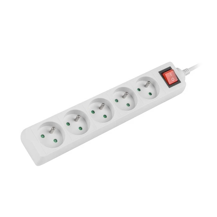 Πολύπριζο Lanberg 3m, White, 5 Sockets, With Switch, Cable Made Of Solid Copper