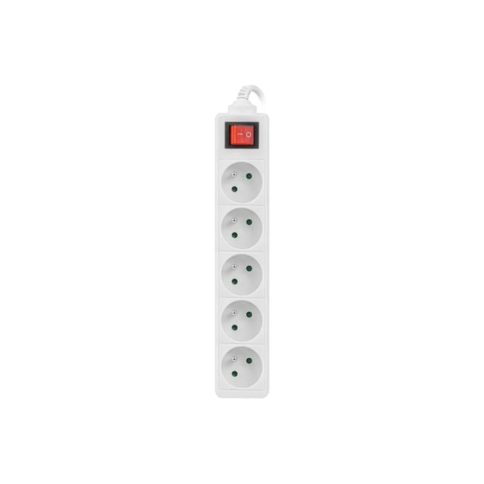 Πολύπριζο Lanberg 3m, White, 5 Sockets, With Switch, Cable Made Of Solid Copper