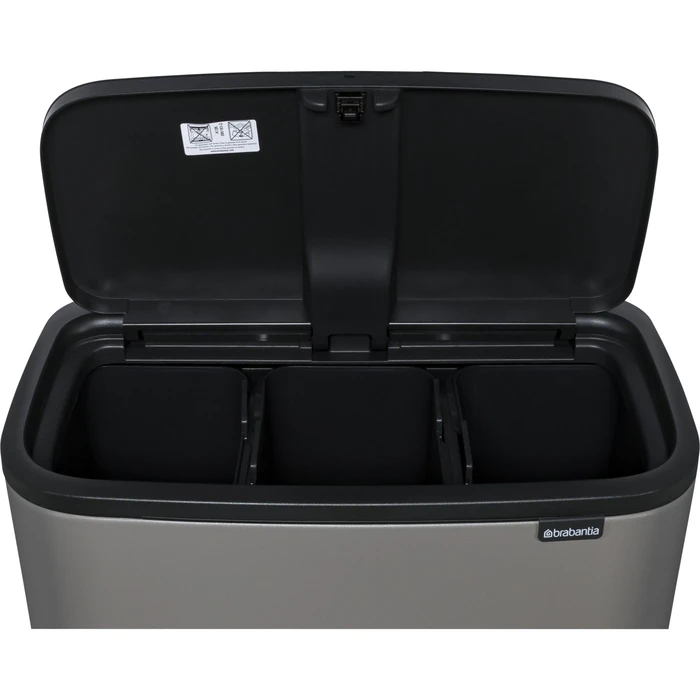 Brabantia BO Touch Bin Plastic Trash Can 33 L - Concrete Grey (Model 127229)