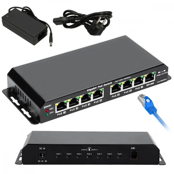 Network Switch Extralink Gigabit Poe 8-7 Port 24v 60w