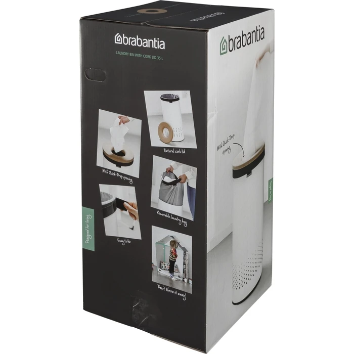 Brabantia Cork 104367 Laundry Bin Metal 35L 30x30x63cm White