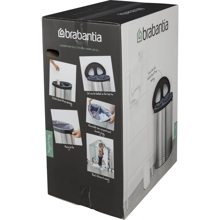 Brabantia 304903 Laundry Basket Plastic 55L with Lid Grey