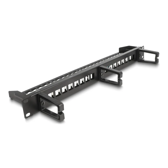 Αξεσουάρ Δικτύου Delock Keystone Patch Panel 66237, 19"/1U, 16x ports, 3x γάντζοι, μαύρο