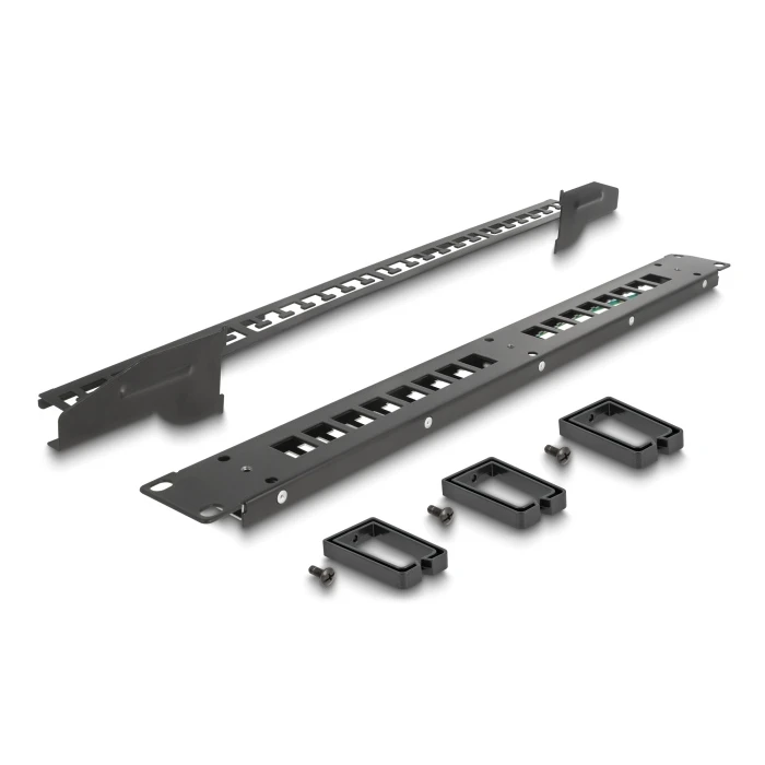 Αξεσουάρ Δικτύου Delock Keystone Patch Panel 66237, 19"/1U, 16x ports, 3x γάντζοι, μαύρο