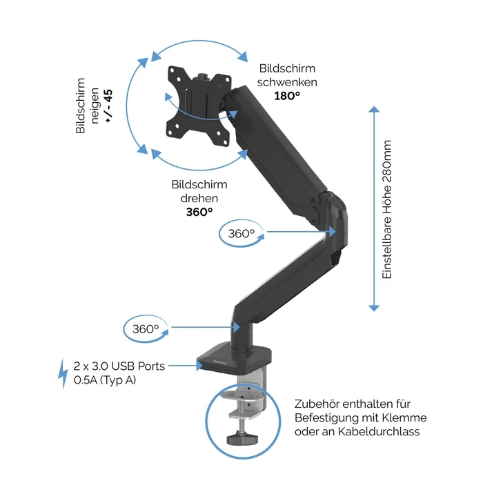 Fellowes Platinum Single Monitor Arm White