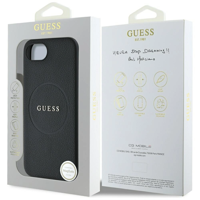 Guess Grained Ring MagSafe Apple iPhone 17e / 16e black
