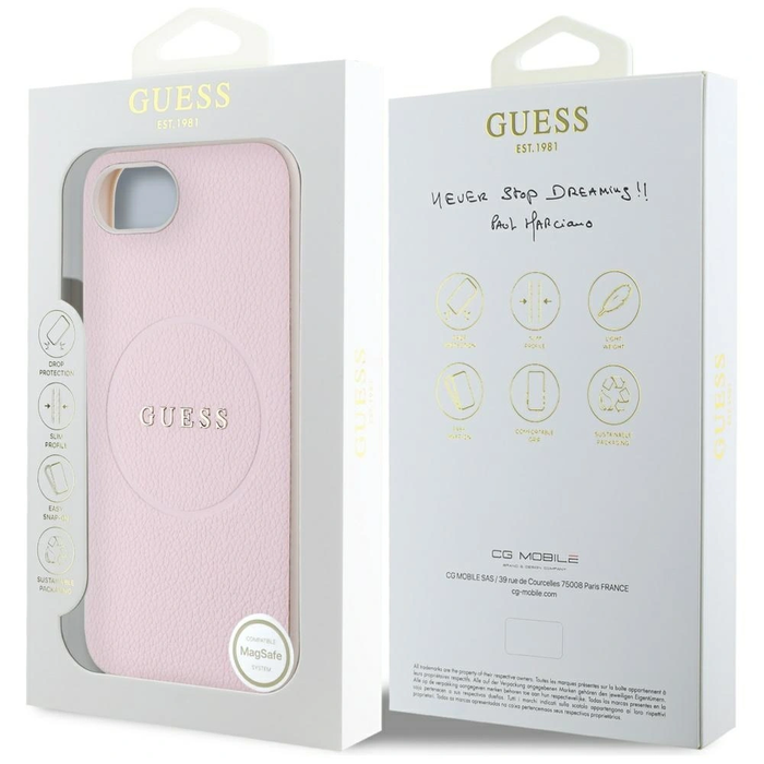 Guess Grained Ring MagSafe Apple iPhone 17e / 16e pink