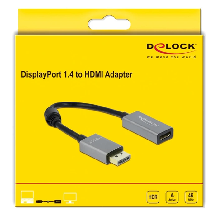 Αντάπτορας DisplayPort Delock 1.4 σε HDMI 66436, 4K/60Hz, active, γκρι