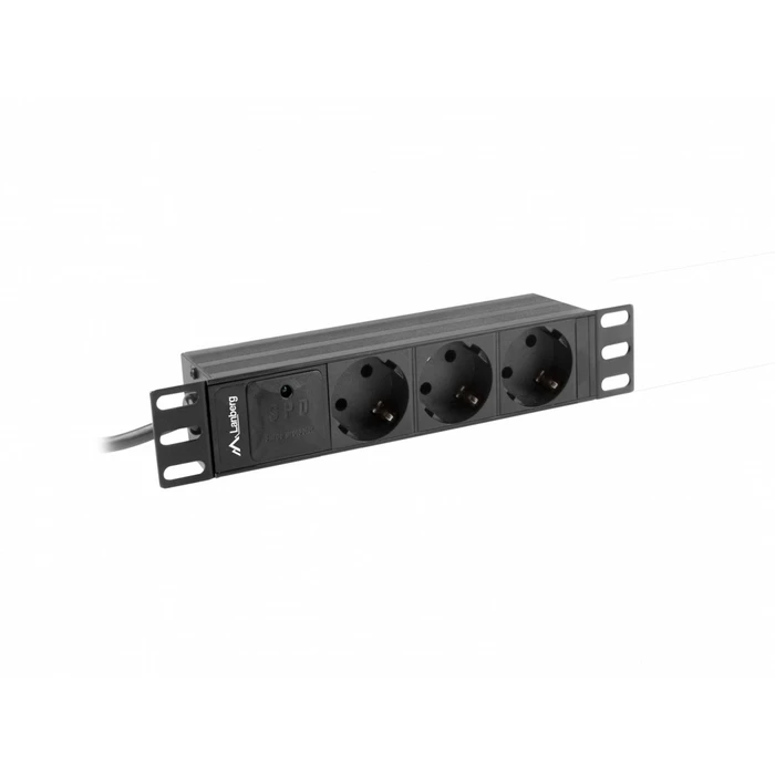 Πολύπριζο Ασφαλείας Lanberg Rack Pdu 10 1u 3x Schuko 2m 10a Black C14