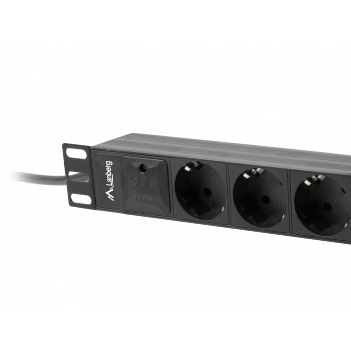 Πολύπριζο Ασφαλείας Lanberg Rack Pdu 10 1u 3x Schuko 2m 10a Black C14