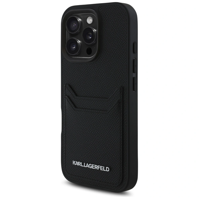 Karl Lagerfeld HC Grained PU Cardslot Metal Elong Apple iPhone 16 Pro black