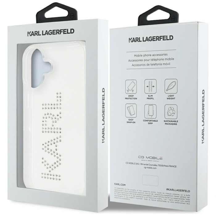 Karl Lagerfeld IML Rhinestones Logo Apple iPhone 16 clear