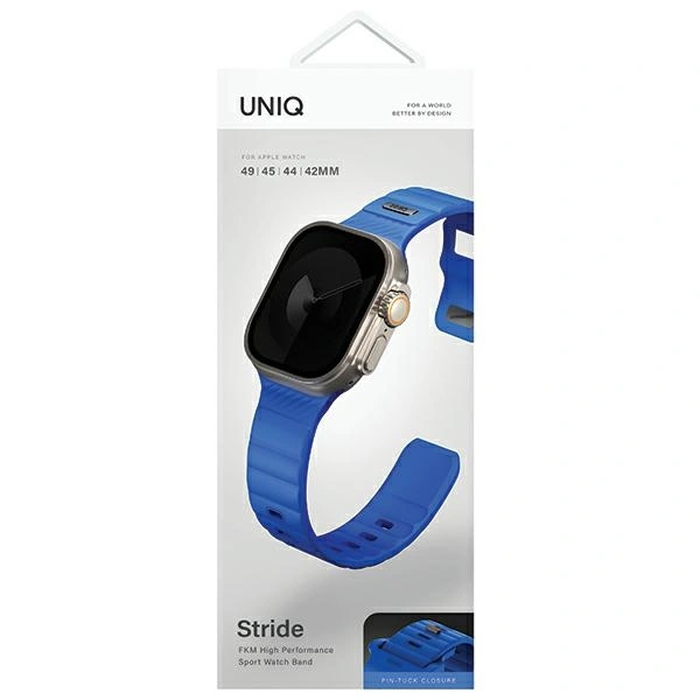 UNIQ Stride Apple Watch Series1/2/3/4/5/6/7/8/9/SE/SE2/Ultra/Ultra 2 42/44/45/49mm FKM Rubber Strap cobalt blue