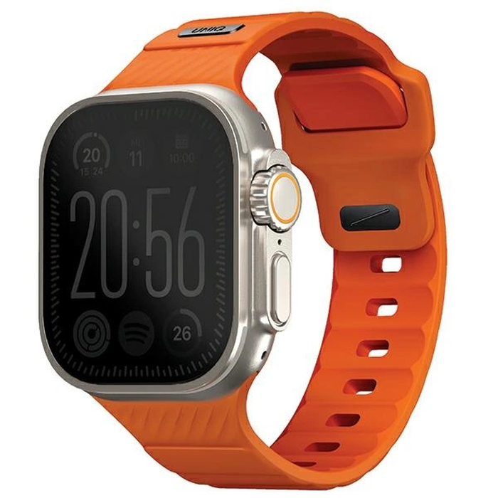 UNIQ Stride Apple Watch Series1/2/3/4/5/6/7/8/9/SE/SE2/Ultra/Ultra 2 42/44/45/49mm FKM Rubber Strap volt orange