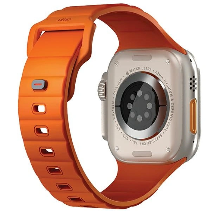 UNIQ Stride Apple Watch Series1/2/3/4/5/6/7/8/9/SE/SE2/Ultra/Ultra 2 42/44/45/49mm FKM Rubber Strap volt orange