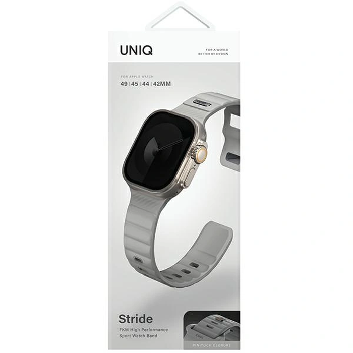 UNIQ Stride Apple Watch Series1/2/3/4/5/6/7/8/9/SE/SE2/Ultra/Ultra 2 42/44/45/49mm FKM Rubber Strap chalk grey