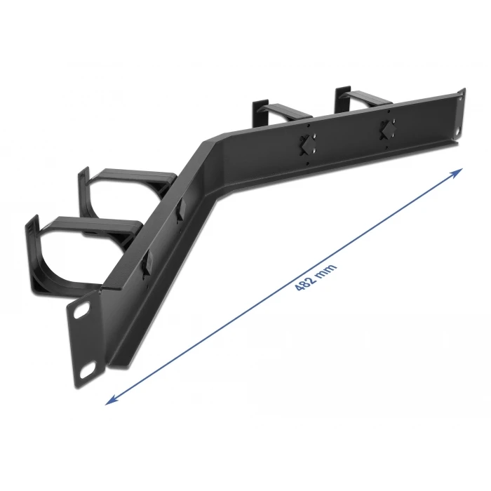 Αξεσουάρ Rack Delock cable management 66667, rack 19"/1U, 4x γάντζοι, γωνιακό, μαύρο