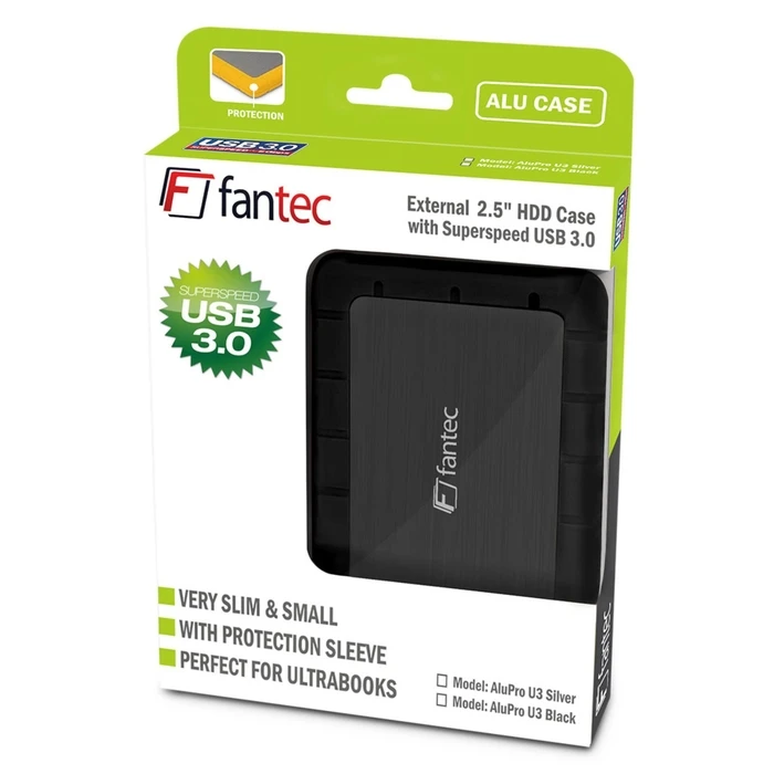Fantec AluPro U3 2.5" SATA III Hard Drive Enclosure USB 3.0 (Aluminium)