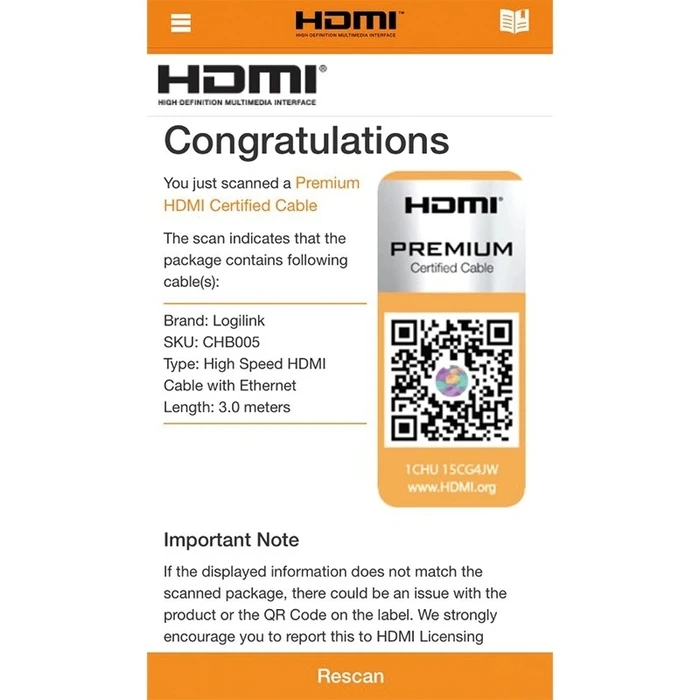 Καλώδιο Logilink Premium HDMI For Ultra Hd, 3m