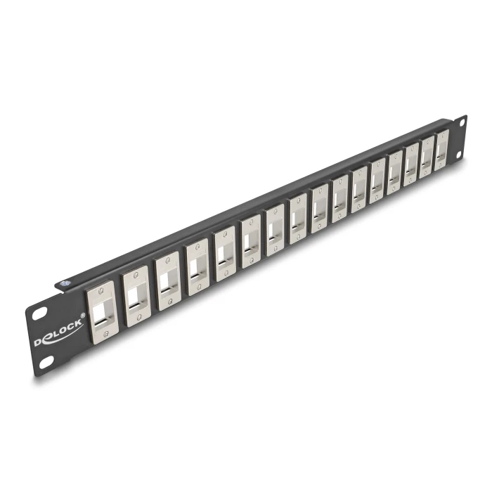 Αξεσουάρ Δικτύου Delock Keystone Patch Panel 66758, 19"/1U, 16x ports, μαύρο